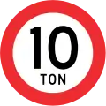 Weight restriction (10 tonnes (11 short tons))