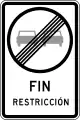 End prohibition or restriction (in this case, the overtaking prohibition has ended)