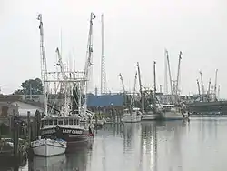 Fishing boats along the waterfront in Chincoteague