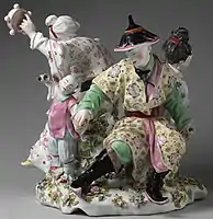 Group of Chinese musicians, red anchor, c. 1755, height: .mw-parser-output .frac{white-space:nowrap}.mw-parser-output .frac .num,.mw-parser-output .frac .den{font-size:80%;line-height:0;vertical-align:super}.mw-parser-output .frac .den{vertical-align:sub}.mw-parser-output .sr-only{border:0;clip:rect(0,0,0,0);clip-path:polygon(0px 0px,0px 0px,0px 0px);height:1px;margin:-1px;overflow:hidden;padding:0;position:absolute;width:1px}14+1⁄2 inches (37&nbsp;cm), weight: 30.2 pounds (13.7&nbsp;kg)