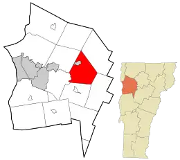 Location in Chittenden County and the state of Vermont.