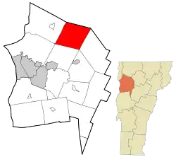 Location in Chittenden County and the state of Vermont.