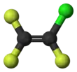 Ball-and-stick model of chlorotrifluoroethylene