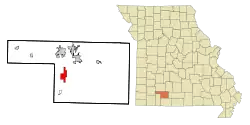 Location of Highlandville, Missouri