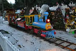 Miniature train on display in the park