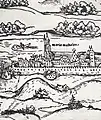 Church of Mary Magdalene in 1541. Wood engraving by Erhard Schön.