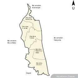 Map of Ciracas district, and Cibubur within it