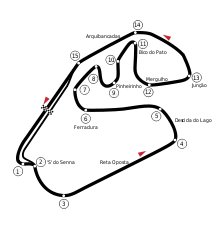 The track as it was redesigned in 1990 (the latest major modification of the track, which saw only minor modifications since then)