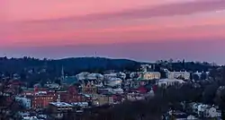 Overlook of downtown Staunton during sunrise
