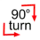 90° turn right or down