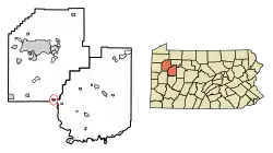 Location of Emlenton in Clarion County, Pennsylvania.