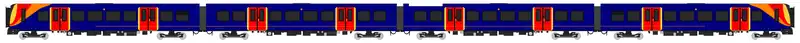 drawing of a Class 450 in SWT livery