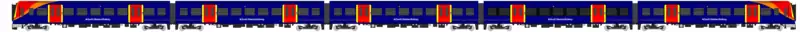 drawing of a Class 458 in SWR livery