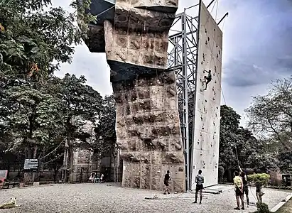 Climbing walls at the Indian Mountaineering Foundation center in New Delhi