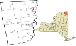 Location in Clinton County and the state of New York.