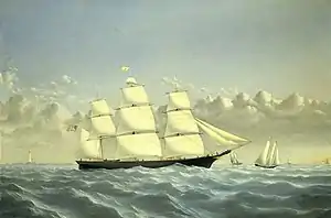 Clipper ship Golden West outward bound 1852