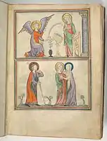 Annunciation and Visitation, folio&nbsp;1r