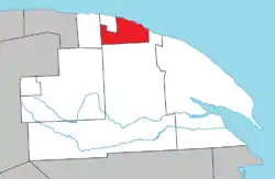 Location within La Côte-de-Gaspé RCM.