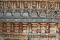 Close up of decorative relief on parapet wall in Chennakeshava temple at Hullekere