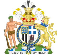 (uk) Coat of arms of Prince Philip, Duke of Edinburgh with wild man and lion