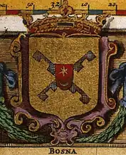 Coat of arms of Bosnia from a map of Joan Blaeu (1668.) ordered by Ban of Croatia Petar Zrinski