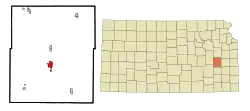 Location within Coffey County and Kansas