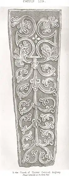 Coffin lid, Llanfair-yn-y-Cwmwd, Anglesey (1846 p. 394)