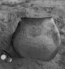 Pueblo II Period Mesa Verde corrugated coiled greyware olla