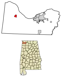 Location of Cherokee in Colbert County, Alabama.
