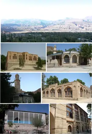 Landmarks of Ordubad, from top left:Panorama view of Ordubad and mountain range area&nbsp;• Juma MosqueHuseyinuh Mosque&nbsp;• Dirnis MosqueGeysarriya Monument&nbsp;• Ambaras MosqueSarshahar Mosque