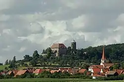 View of Colmberg with Colmberg Castle and Church of Saint Ursula