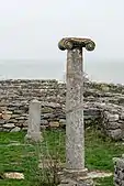Ancient Ionic column among the ruins of Histria (present-day Romania), a Greek colony on the western coast of the Black Sea