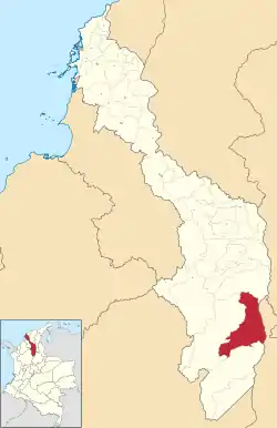Location of the municipality and town of Simití in the Bolívar Department of Colombia