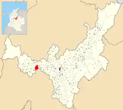 Location of the municipality and town of Caldas, Boyacá in the Boyacá Department of Colombia.