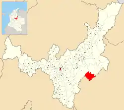 Location of the municipality and town of Pajarito in the Boyacá department of Colombia