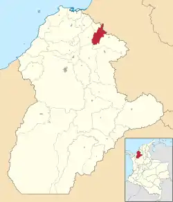 Location of the municipality and town of San Andrés de Sotavento in the Córdoba Department of Colombia.