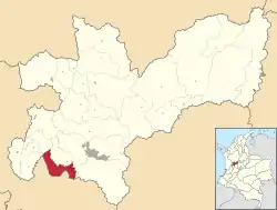 Location of the municipality and town of Chinchiná, Caldas in the Caldas Department of Colombia.