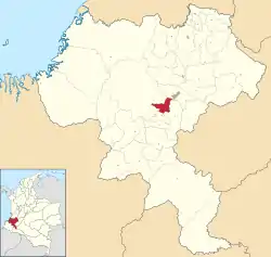 Location of the municipality and town of Timbio, Cauca in the Cauca Department of Colombia.