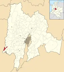 Location of the municipality and town inside Cundinamarca Department of Colombia