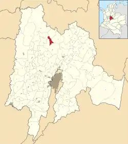 Location of the municipality and town inside Cundinamarca Department of Colombia