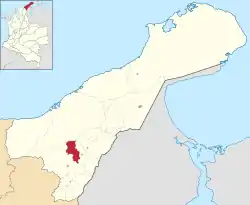 Location of the town and municipality of Distracción in La Guajira Department.