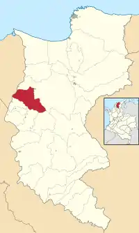 Location of the municipality and town of El Piñón in the Department of Magdalena.