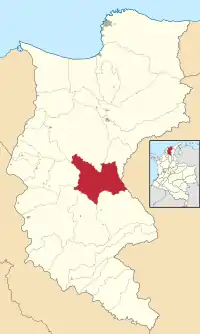 Location of the municipality and town of Sabanas de San Angel in the Department of Magdalena.