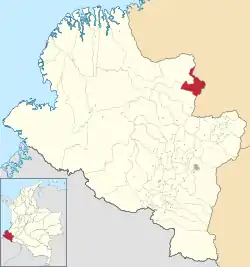 Location of the municipality and town of Leiva, Nariño in the Nariño Department of Colombia.