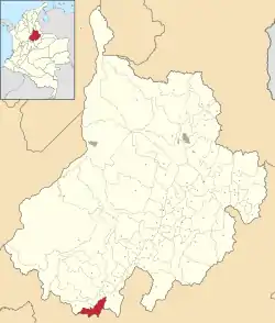 Location of the municipality and town of Albania, Santander in the Santander Department of Colombia.