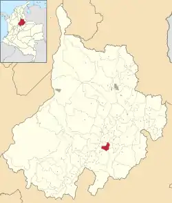 Location of the municipality and town of Confines in the Santander Department of Colombia.