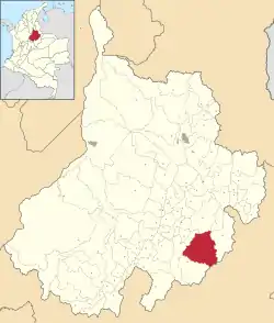 Location of the municipality and town of Coromoro in the Santander Department of Colombia