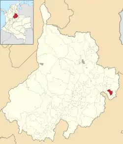 Location of the municipality and town of San Miguel in the Santander Department of Colombia