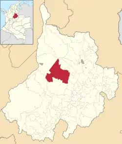 Location of the municipality and town of San Vicente de Chucurí in the Santander Department of Colombia.