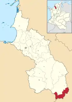 Location of the municipality and town of Guaranda, Sucre in the Sucre Department of Colombia.